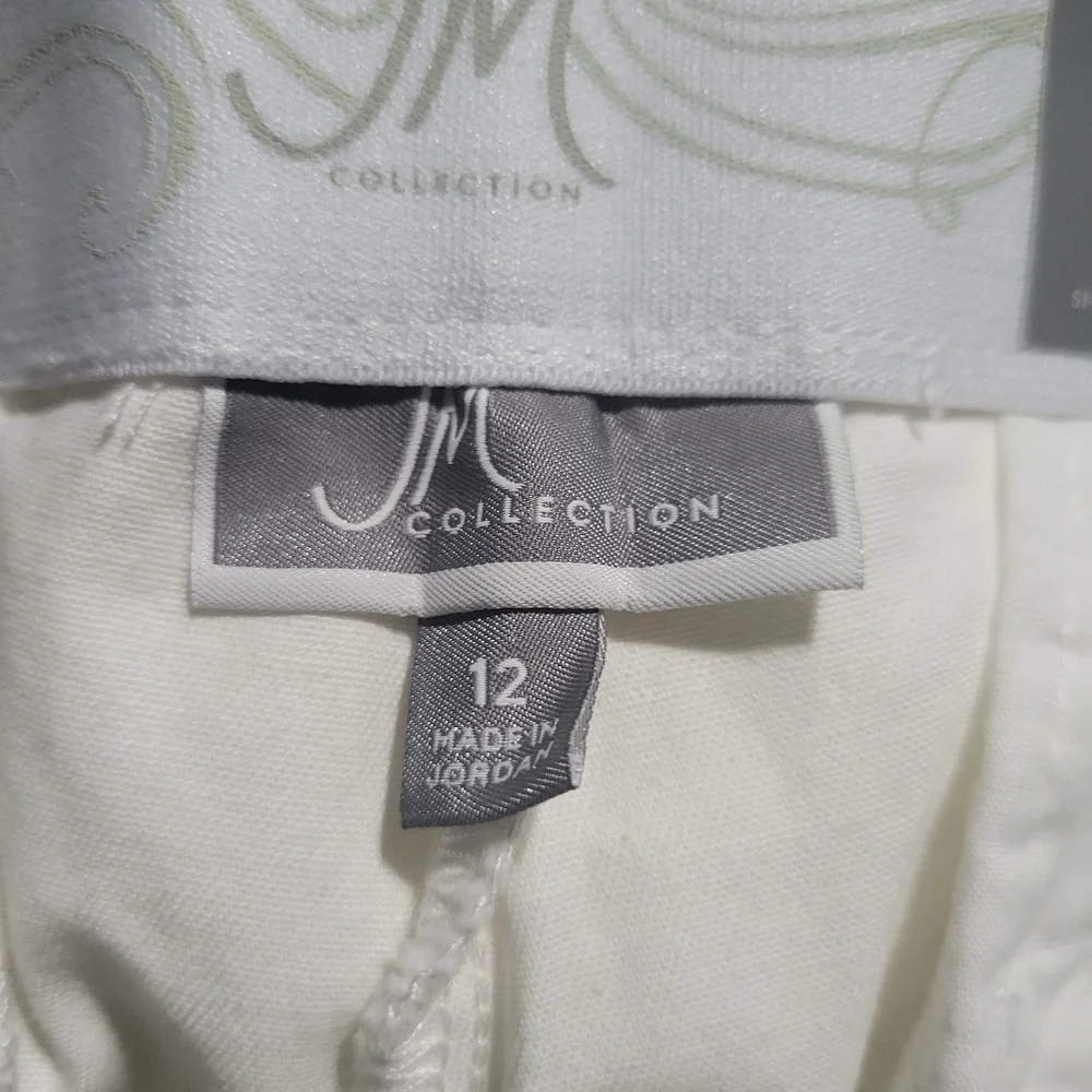 NWT JM Collections White Cotton No Gap Waistband Size 12 Tummy Slimming Panels